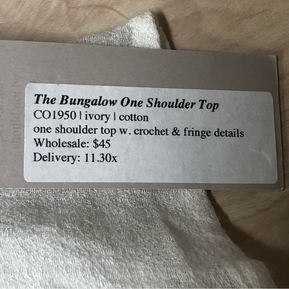 Chloe Oliver The Bungalow Off White One Shoulder Fringe Boho Top NWT - Picture 5 of 5